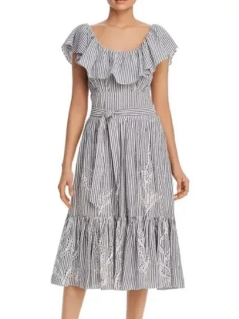 Tory Burch Eyelet Embroidered Seersucker Dress
